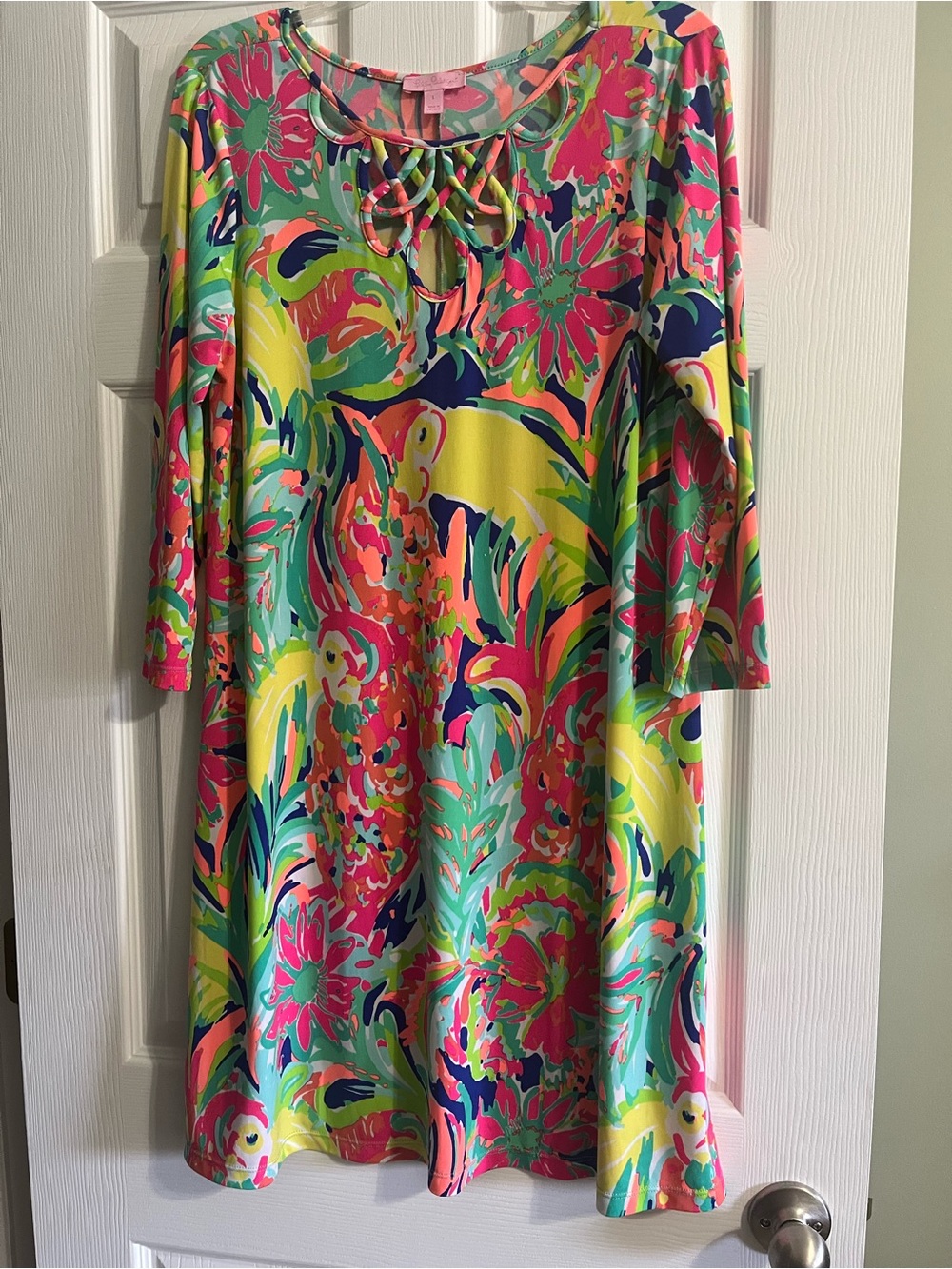 Lilly Pulitzer Neon Floral Lace-Up Tunic in Pink, Yellow, Green, Blue